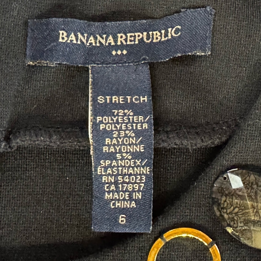 BANANA REPUBLIC Black Dress with Gold & Stone Accents (6) - Picture 6 of 17